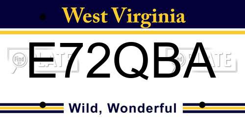 E72QBA West Virginia License Plate