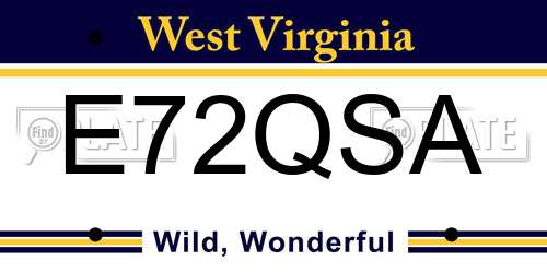 E72QSA West Virginia License Plate