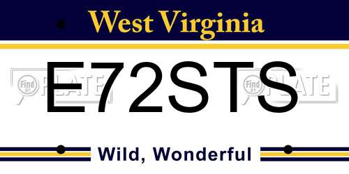 E72STS West Virginia License Plate