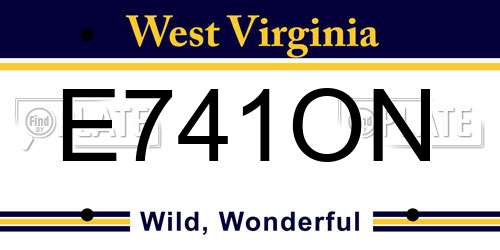 E741ON West Virginia License Plate
