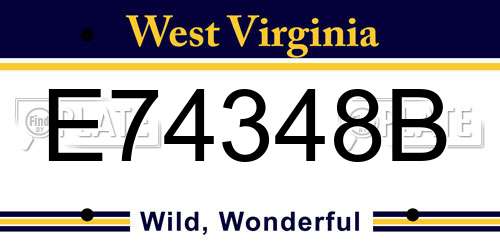 E74348B West Virginia License Plate