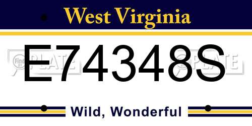 E74348S West Virginia License Plate