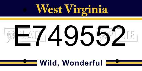 E749552 West Virginia License Plate