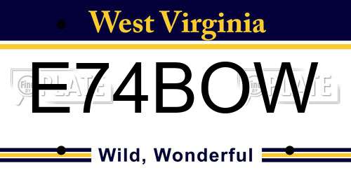 E74BOW West Virginia License Plate