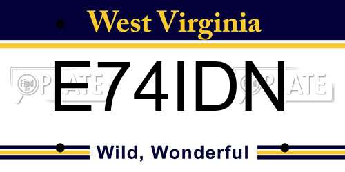 E74IDN West Virginia License Plate