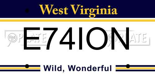 E74ION West Virginia License Plate