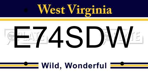 E74SDW West Virginia License Plate