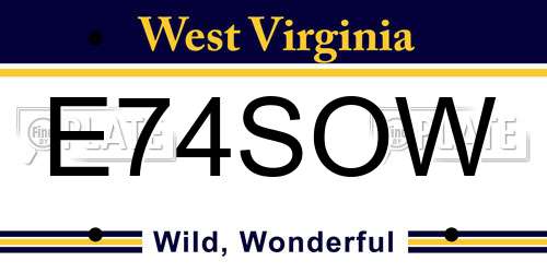 E74SOW West Virginia License Plate