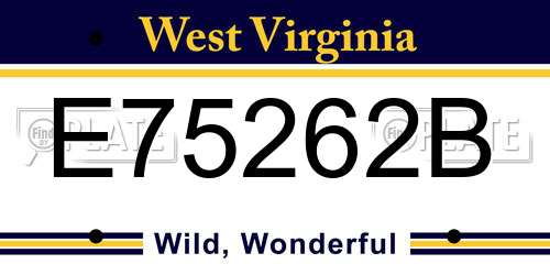 E75262B West Virginia License Plate