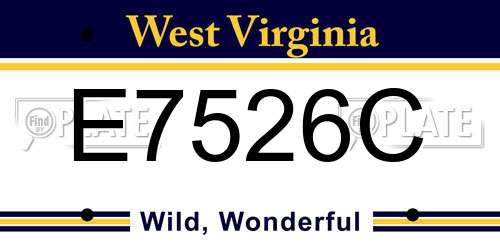E7526C West Virginia License Plate