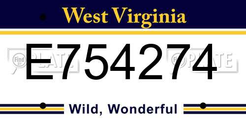 E754274 West Virginia License Plate