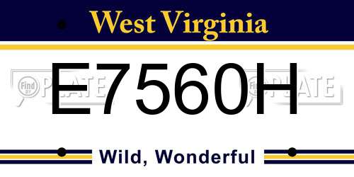 E7560H West Virginia License Plate