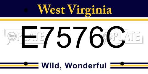 E7576C West Virginia License Plate