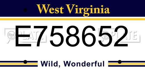 E758652 West Virginia License Plate