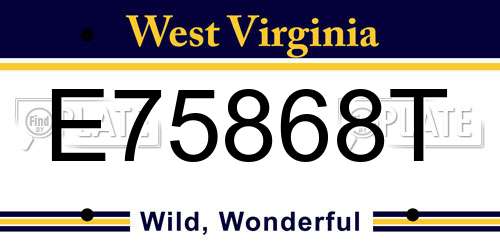 E75868T West Virginia License Plate