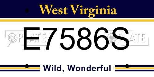 E7586S West Virginia License Plate