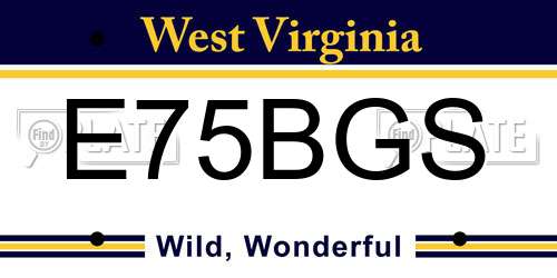E75BGS West Virginia License Plate