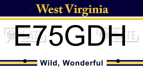 E75GDH West Virginia License Plate
