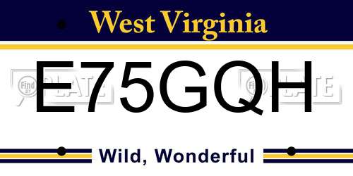 E75GQH West Virginia License Plate