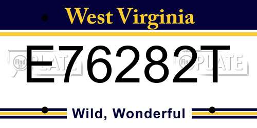 E76282T West Virginia License Plate
