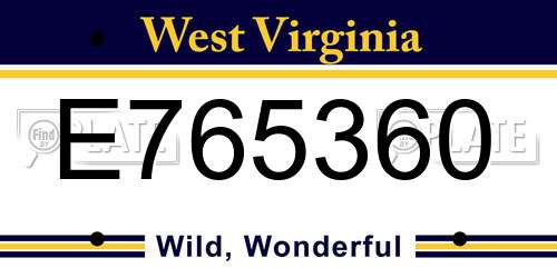 E765360 West Virginia License Plate