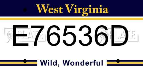 E76536D West Virginia License Plate