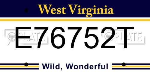 E76752T West Virginia License Plate