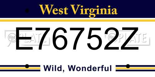 E76752Z West Virginia License Plate