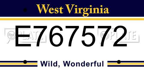E767572 West Virginia License Plate