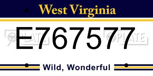 E767577 West Virginia License Plate