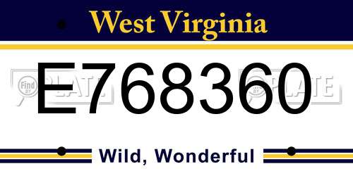 E768360 West Virginia License Plate