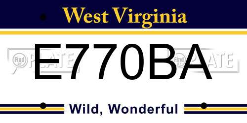 E770BA West Virginia License Plate