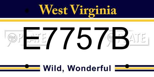 E7757B West Virginia License Plate