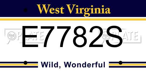 E7782S West Virginia License Plate