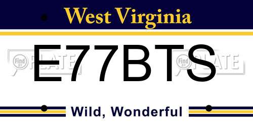 E77BTS West Virginia License Plate