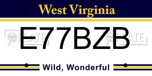 E77BZB West Virginia License Plate