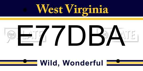 E77DBA West Virginia License Plate