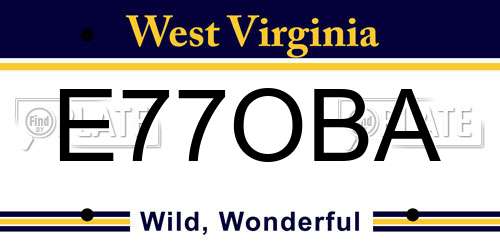 E77OBA West Virginia License Plate