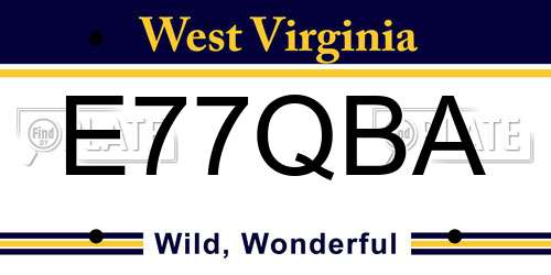 E77QBA West Virginia License Plate