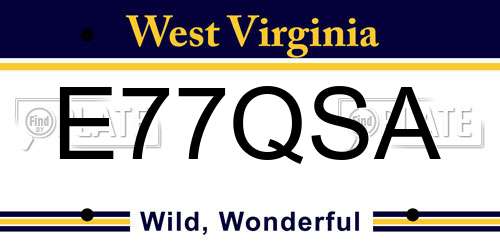 E77QSA West Virginia License Plate