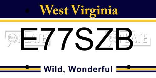 E77SZB West Virginia License Plate