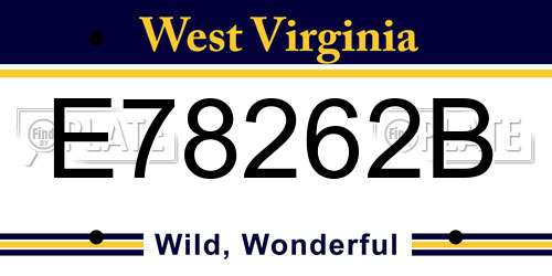 E78262B West Virginia License Plate