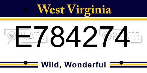 E784274 West Virginia License Plate