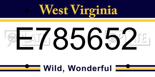 E785652 West Virginia License Plate