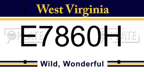 E7860H West Virginia License Plate