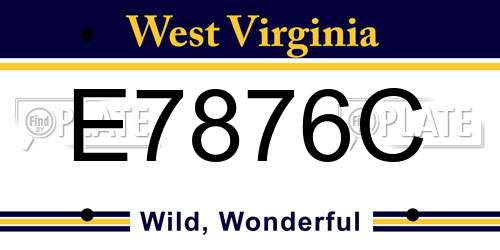 E7876C West Virginia License Plate