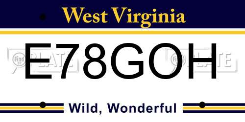 E78GOH West Virginia License Plate