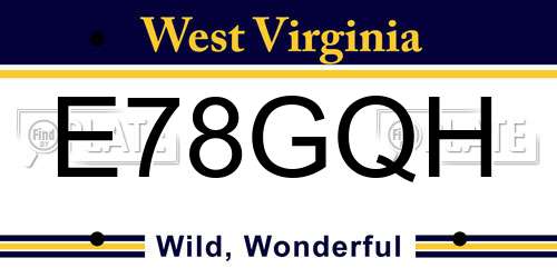 E78GQH West Virginia License Plate