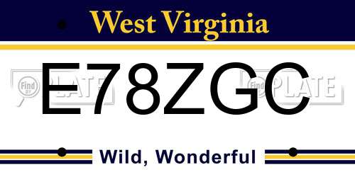 E78ZGC West Virginia License Plate