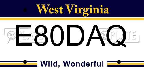 E80DAQ West Virginia License Plate